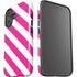 Pink and White Geometric Stripes iPhone 16 Plus Impact Case